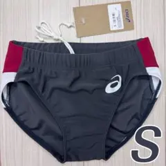 アシックス　女子陸上レーシングショーツ　Sサイズ　ダークグレー×エンジ×ホワイトのサムネイル