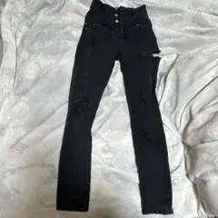 one way ブラック スキニーパンツ ダメージ加工