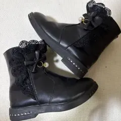 黒いレースリボンブーツ　約19.5センチ
