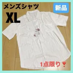メンズ シャツ 半袖 カジュアル おしゃれ 大きいサイズ XL ホワイト