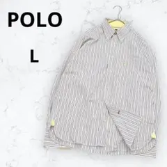 ＊ポロ＊マルチストライプシャツ L 襟裏袖裏チェック柄 BDシャツ メンズ