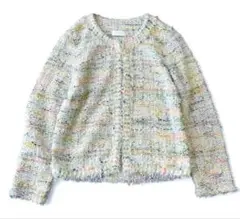 Ballseyツイードノーカラージャケット マルチカラー