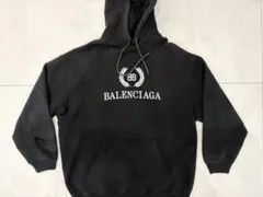 BALENCIAGA ロゴ刺繍 プルオーバー パーカー ブラックのサムネイル