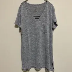 SONOMA【M】グレー Vネック Tシャツ 無地 胸ポケット 半袖