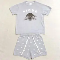 ジェラートピケ　あざらし　ジャガードプルオーバー&ショートパンツセット　ブルー