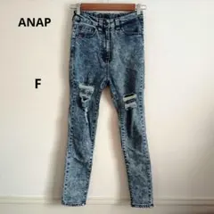 ANAP アナップ ダメージ加工 ライトブルー スキニー デニム F 春夏秋冬