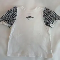 mezzo piano パフスリーブ Tシャツ チェック柄のサムネイル