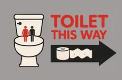 横長トイレサイン／2Lサイズ／おしゃれ店内POP／TOILET THIS WAY
