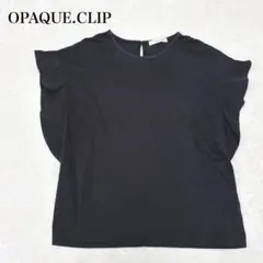 オペークドットクリップ フリル袖ブラウス 半袖 クルーネック 綿 フェミニン