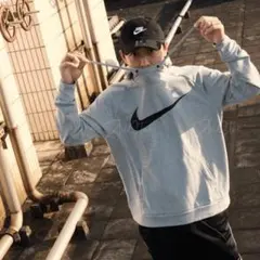 M 新品 NIKE ナイキ プルオーバー パーカー グレー スウッシュ