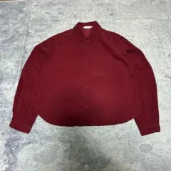 90s ボルドー コーデュロイ シャツ 短丈 ヴィンテージ y2k レトロ