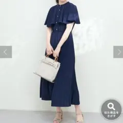 natural couture ケープ風ワンピース ネイビー フリーサイズ
