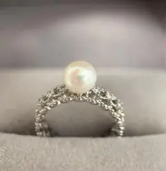 パールリング7mm 指輪 本真珠 シルバーカラー 本真珠リング