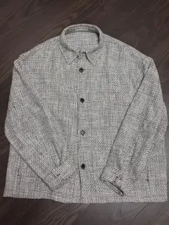 ZARA ザラ コットン ツイード シャツジャケット 白 黒 XL