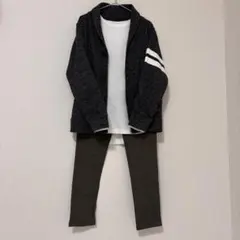 男の子 130cm 3点セット カーディガン GU白ロンT パンツ