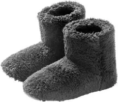 ルームシューズ 24.5〜26ブラック 室内履き ふわもこシューズ