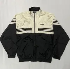 80s　アディダス　ナイロンジャケット　黒　白