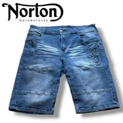 Norton ノートン 立体ロゴ デニムショートパンツ L(美品)のサムネイル
