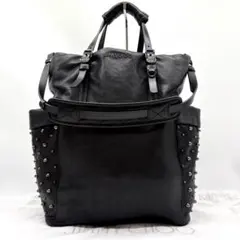 【極美品】ジミーチュウJIMMY CHOO スタッズ トートバッグ 2way 黒のサムネイル