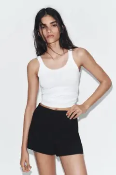 ZARA ハイウェストショートパンツ ブラック サイズS