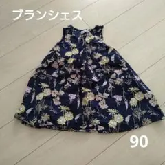 ブランシェス　ノースリーブワンピース　90　花柄　ネイビー