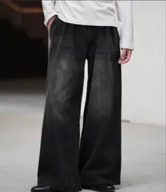 3TUCK DENIM BAGGY SLACKS