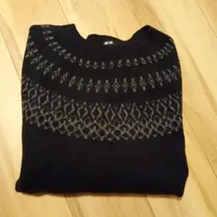 UNIQLOダークブルー クルーネックニットセーターメンズXL