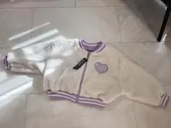 ボアジャケット ホワイト/パープル　リバーシブル アウター 120サイズ