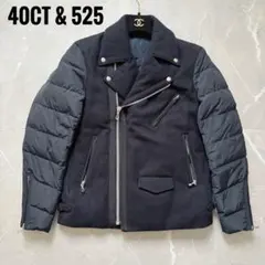 40CT&525 異素材ドッキング　ダウンスリーブ　ウールジャケット　ライダース