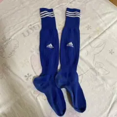 adidas サッカーソックス 青 ストライプ