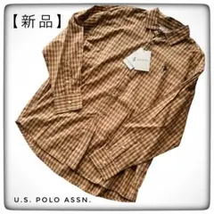 新品 U.S. POLO ASSN. チェックシャツ 長袖 ベージュ Lのサムネイル
