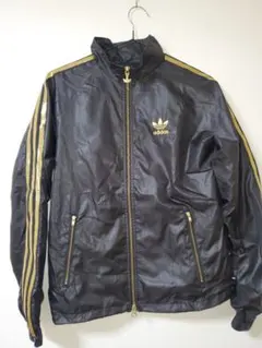 adidasオリジナルス ブラックゴールド ナイロンジャケット XS