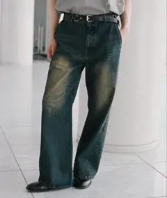 【WYM LIDNM】 CURVED FLARE DENIM SLACKS