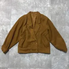 レトロ ダブル ジャケット ショートコート ブラウン ウール調 vintageのサムネイル