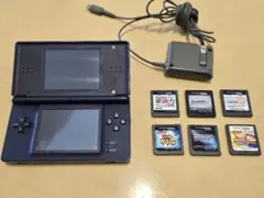 DS Lite ネイビー　充電器、ソフト６本付き