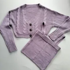 GRL ラベンダー ケーブルニット カーディガン