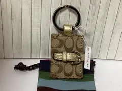 未使用美品コーチCOACH レザー キーリング付き写真入れ手帳型本物 COACH（コーチ） 財布 ☆COACH☆ コイン ウォレット クロスグレイン
