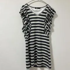 & by P&D ストライプフリル袖Tシャツ 38