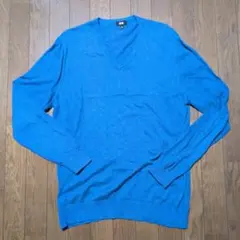 ユニクロ　コットンカシミヤVネックセーター　XLサイズ　ブルー