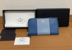【美品】PRADA バイカラー ラウンドファスナー サフィアーノ