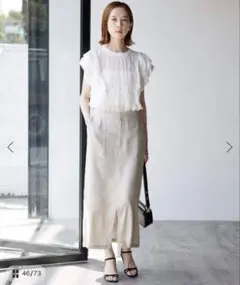 【新品未使用】SLOBE IENA ラミーフリルピンタックブラウス　ホワイト