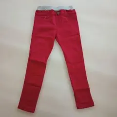 数回着用のみ 裏起毛 長ズボン 120 えんじ色　くすみ赤