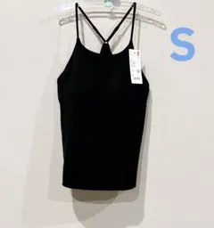 新品タグ付きUNIQLOクレープジャージーブラキャミソール黒Sブラック　ユニクロ