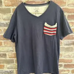 NANO UNIVERSE ネイビー Vネック Tシャツ