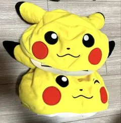 ポケモン　ピカチュウ　ぬいぐるみ帽子　耳付き　かわいい　なりきり　２種セット
