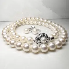 準花珠級【高級】あこや真珠　パール　ネックレス　イヤリング　7.5〜8.0㎜