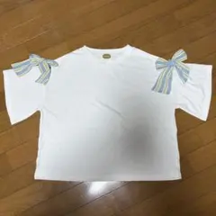 as know as... 肩リボン 半袖Tシャツ ホワイト
