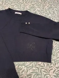 最終値下げ】 alexanderwang 半袖ニットクロップド丈 ネイビー - メルカリ