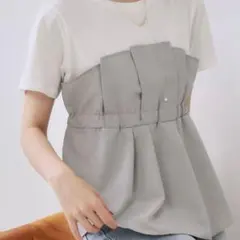 【新品】タックビスチェドッキングカットソー