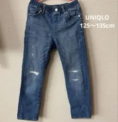 UNIQLO 125〜135cm ストレッチデニム ダメージ加工